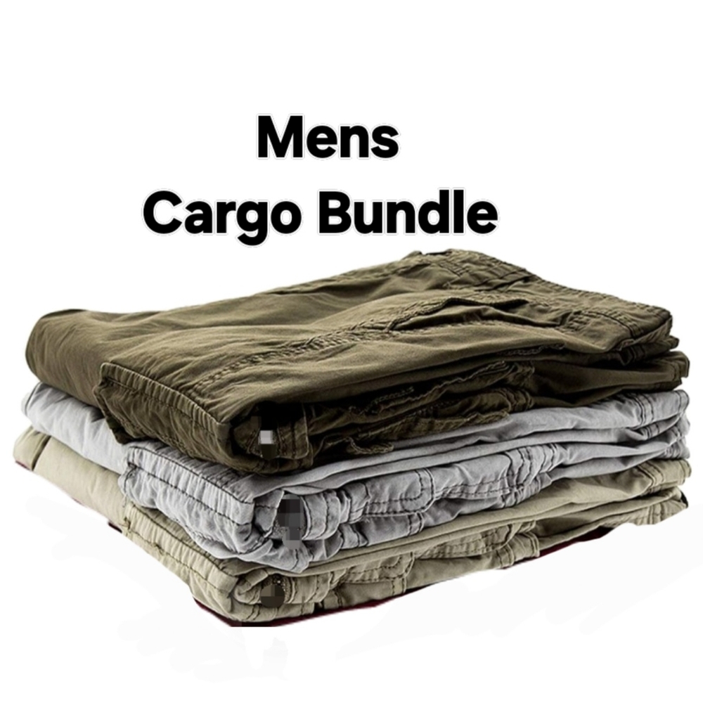 Men's Cargo Pants Bundle - Green, Gray, Tan Size 40